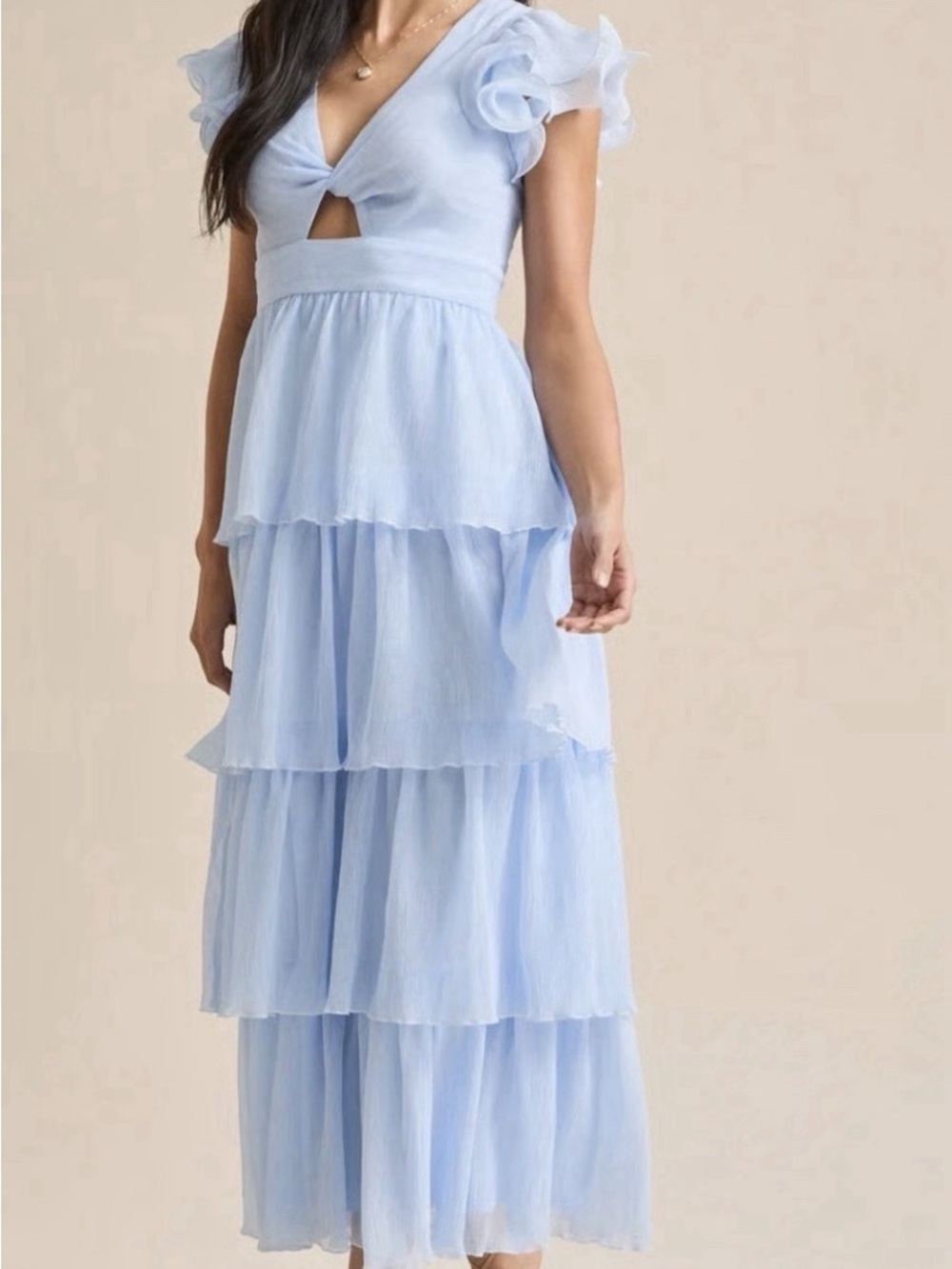 Altar’d State Light Blue Tiered Maxi Dress – Size XS